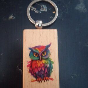 Handmade Wooden Owl Keychain